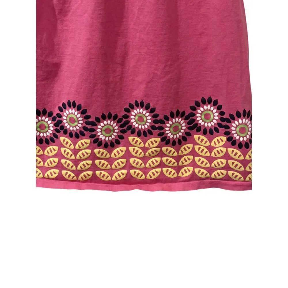 Hanna Andersson Girls Pink Dress With Floral Border Design Short Sleeves Size 10